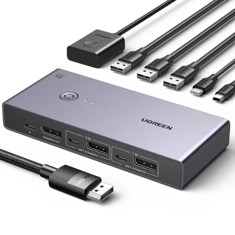 Переключатель DisplayPort 1.4 для 2 ПК DP 8k 60hz 4k 240 Ugreen KVM — фото 7