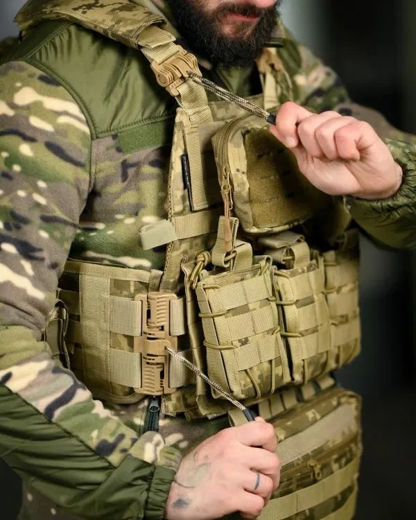 Плитоноска піксель з підсумками та рюкзаком, якісна, плитоноска пиксель для штурма — фото 5