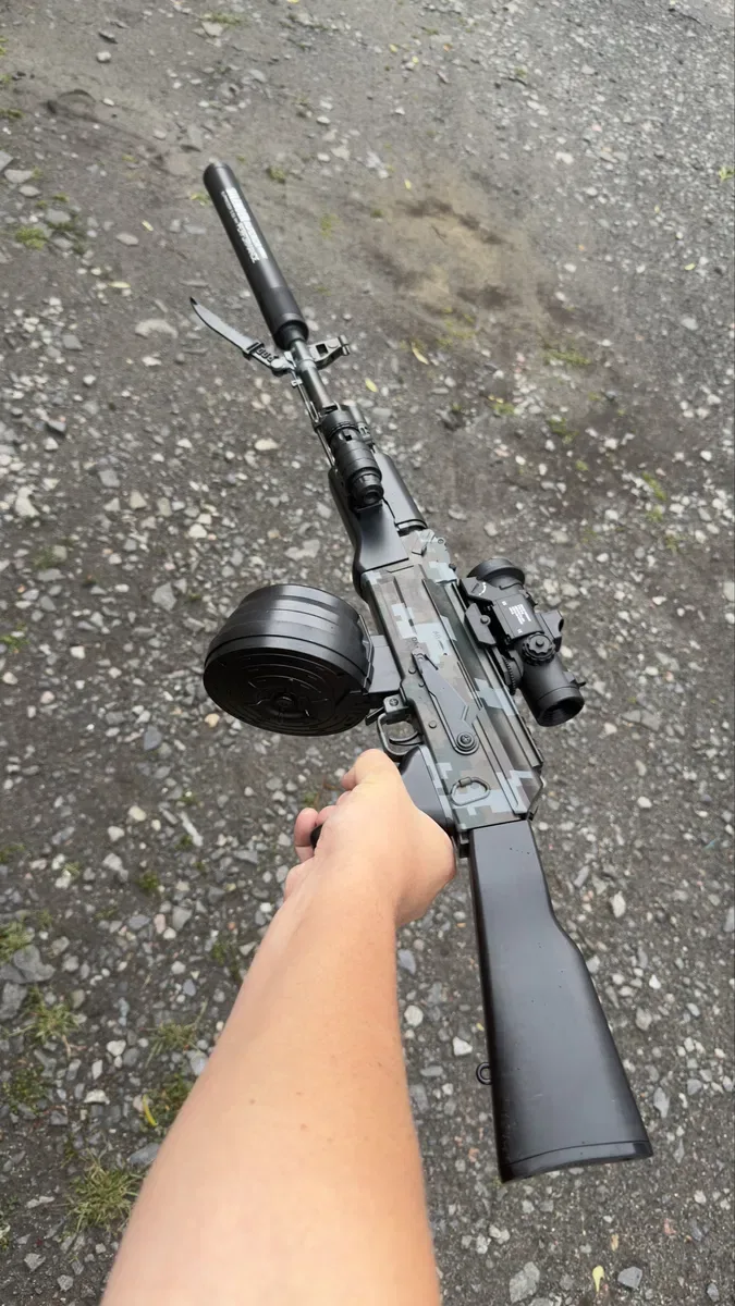 Потужний Бластер Автомат Калашникова АК-47 з PUBG Орбізи Піксельний Камуфляж / Орбіган 87 см 2 Обойми — фото 2