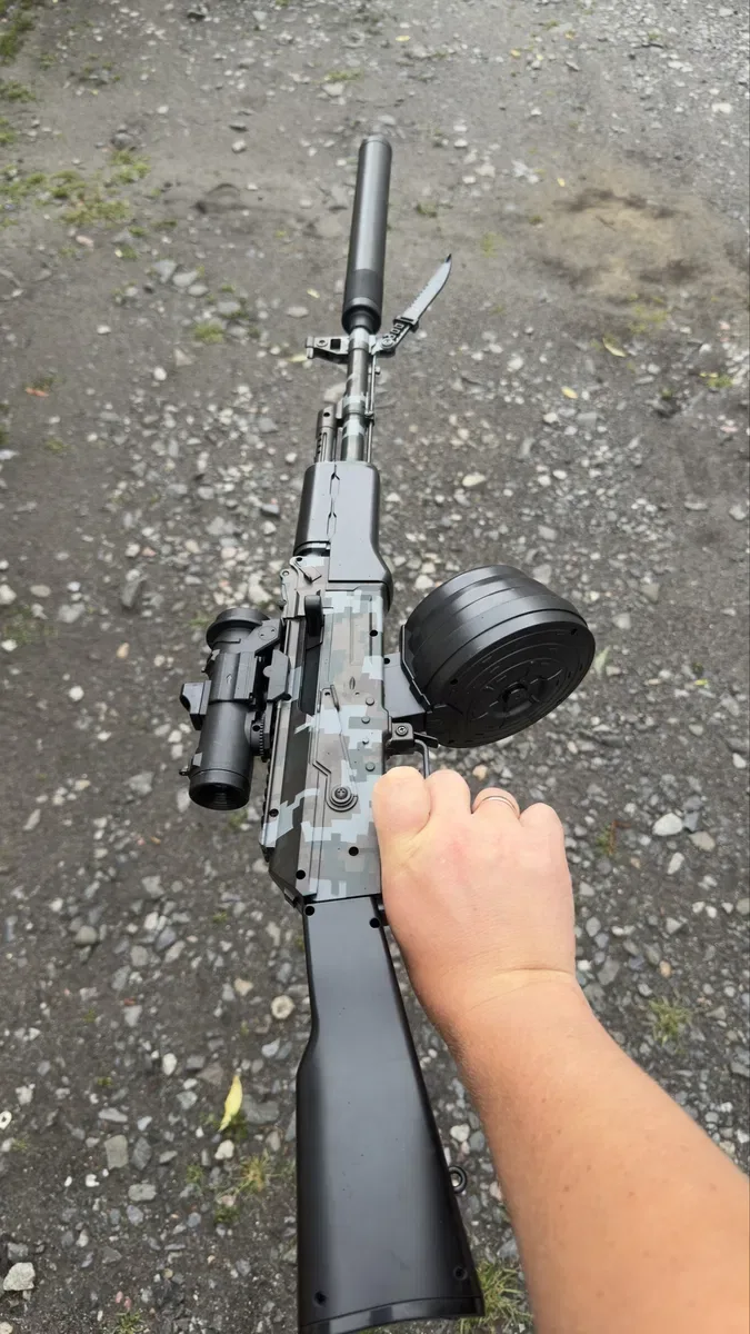 Потужний Бластер Автомат Калашникова АК-47 з PUBG Орбізи Піксельний Камуфляж / Орбіган 87 см 2 Обойми — фото 3