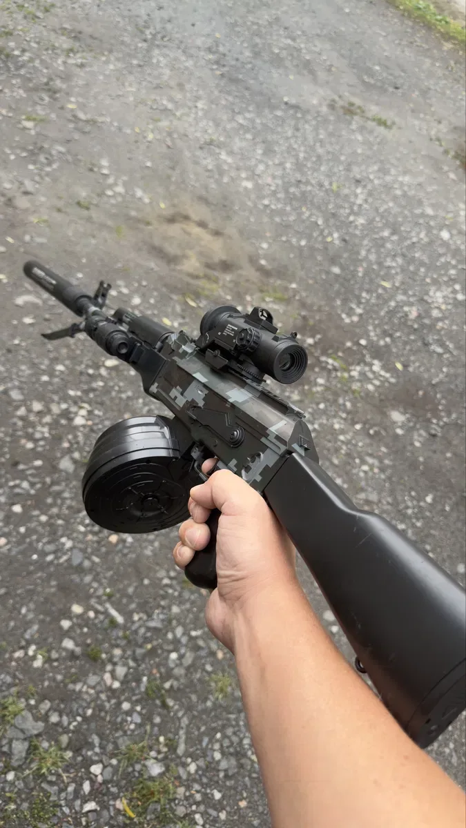 Потужний Бластер Автомат Калашникова АК-47 з PUBG Орбізи Піксельний Камуфляж / Орбіган 87 см 2 Обойми — фото 4