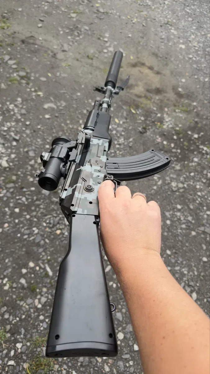 Потужний Бластер Автомат Калашникова АК-47 з PUBG Орбізи Піксельний Камуфляж / Орбіган 87 см 2 Обойми — фото 8
