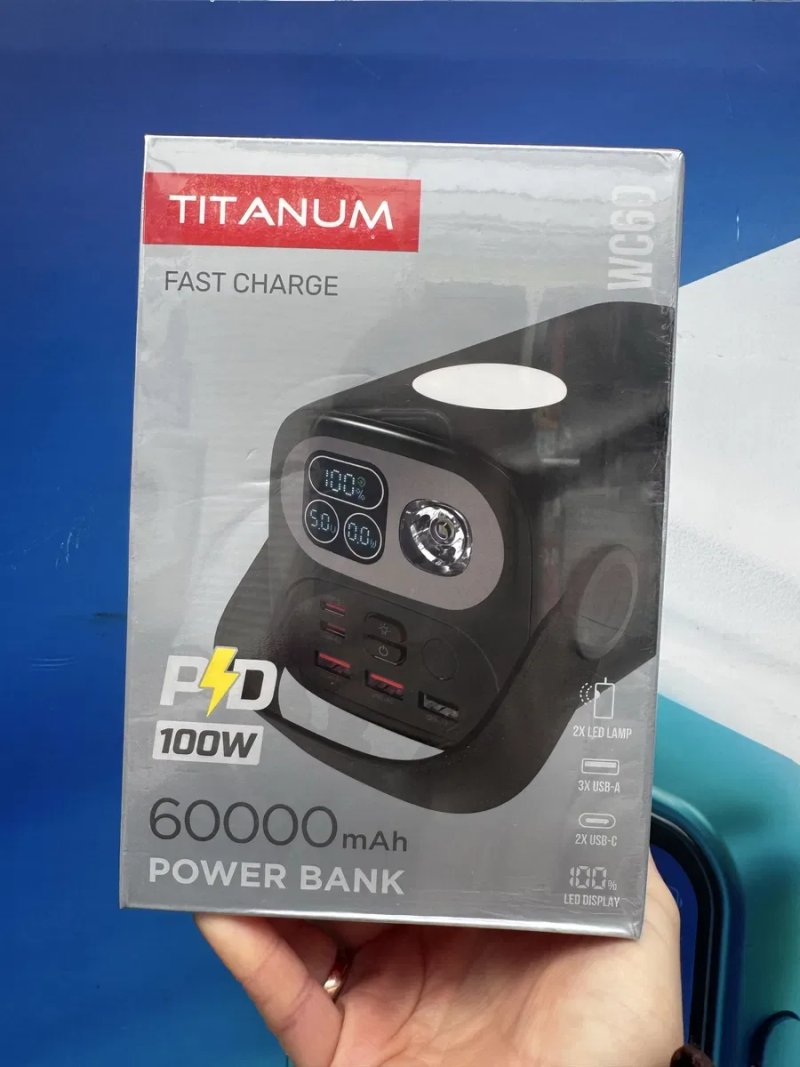 Повербанк 60000mAh TITANUM WC60 PD100W Black — фото 4