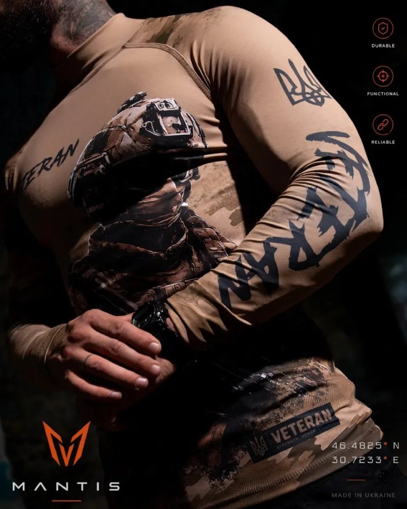 Преміальний матеріал відмінний пошив тактичний рашгард MANTIS® Veteran LS — Coyote кілька кольорів маємо у наявності — фото 2
