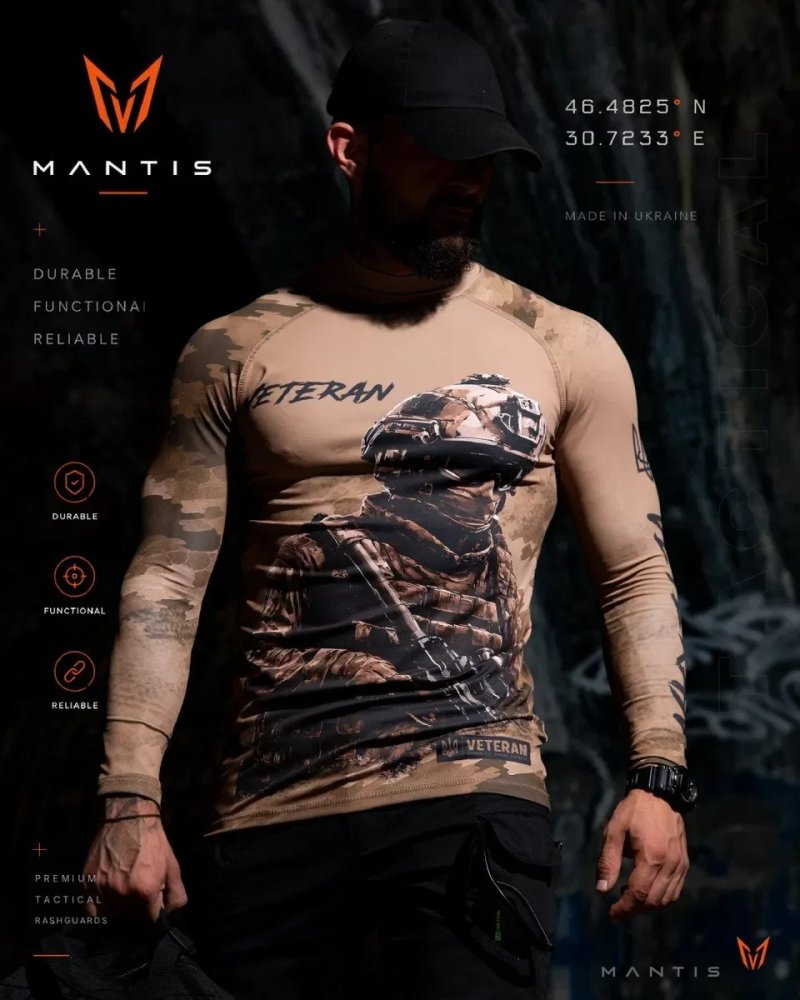Преміальний матеріал відмінний пошив тактичний рашгард MANTIS® Veteran LS — Coyote кілька кольорів маємо у наявності — фото 6