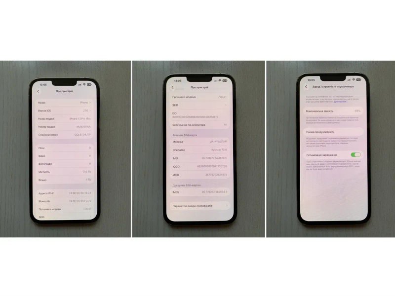 13 PRO MAX 1 Tb Терабайт Gold Золотий 93% Акумулятор ФІЗИЧНА СІМ КАРТА — фото 8