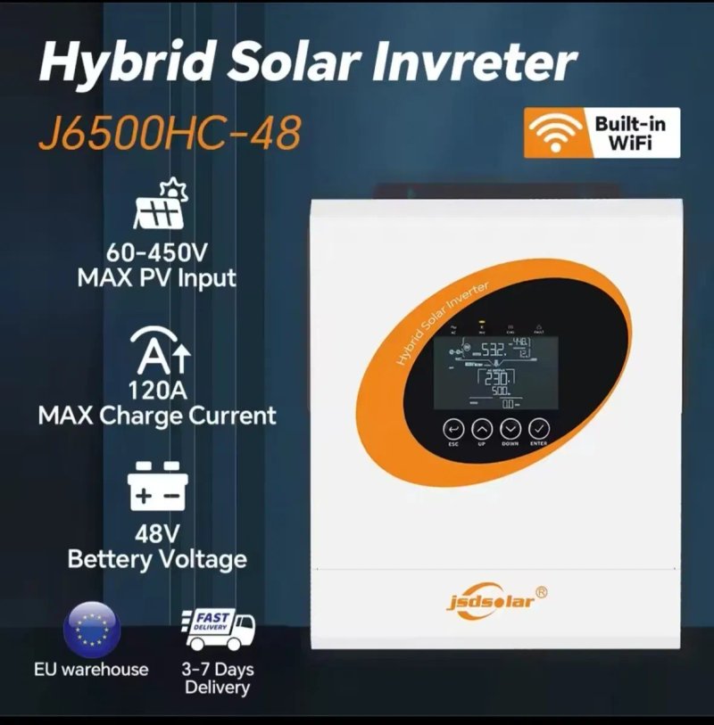 Продам  гібридний сонячний інвертор JSDsolar J6500HC-48 6.5 кВт, 48V, MPPT 120A, Wi-Fi. — фото 5