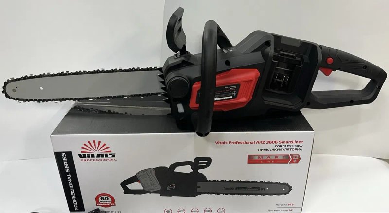 Професійна акумуляторна пила Vitals Professional AKZ 3606 SmartLine+/ швидкість 19 м/с/ 2 акб 4А/г + ЗП / 35 см шина, ланцюг Oregon/ Гарантія 5 років — фото 2