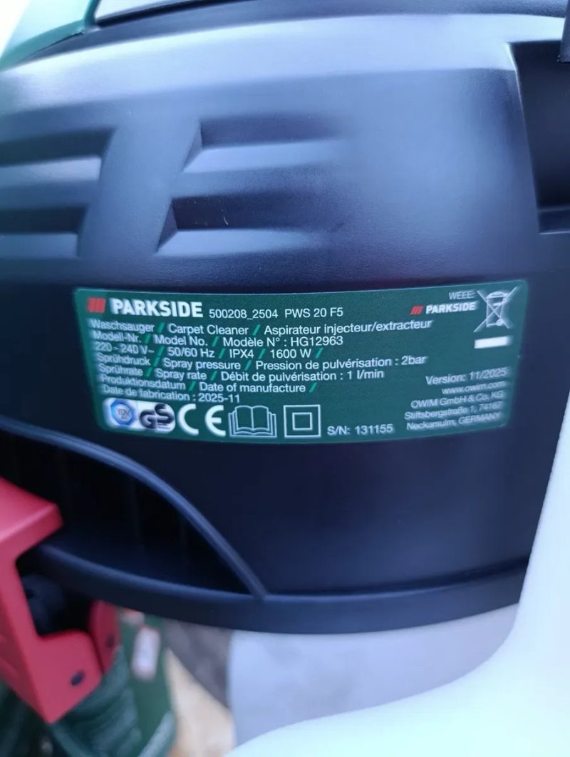 Промисловий миючий пилосос Parkside PWS 20 F5 1600 Вт вологе/сухе прибирання, миючий пилосос парксайд, полисос моющий — фото 8