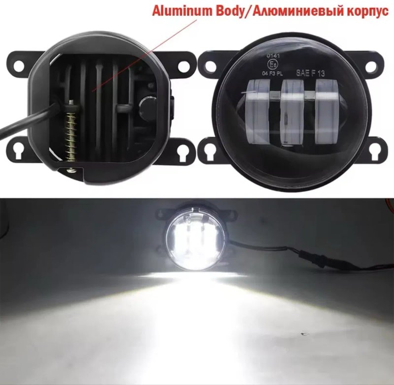 Противотуманки LED туманки Renault Nissan Subaru Ford Mitsubishi Honda штатные лед туманки белый желтый свет, с ангельскими глазками ближний свет — фото 2