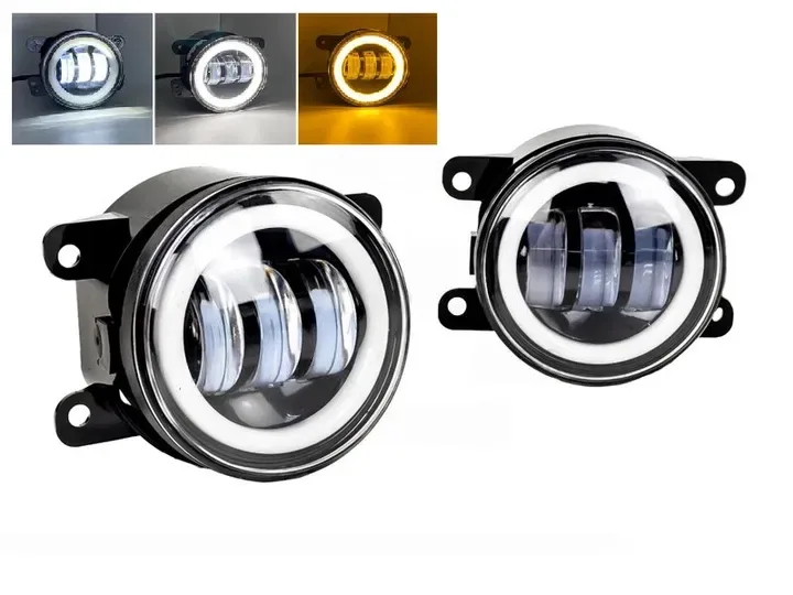 Противотуманки LED туманки Renault Nissan Subaru Ford Mitsubishi Honda штатные лед туманки белый желтый свет, с ангельскими глазками ближний свет — фото 3