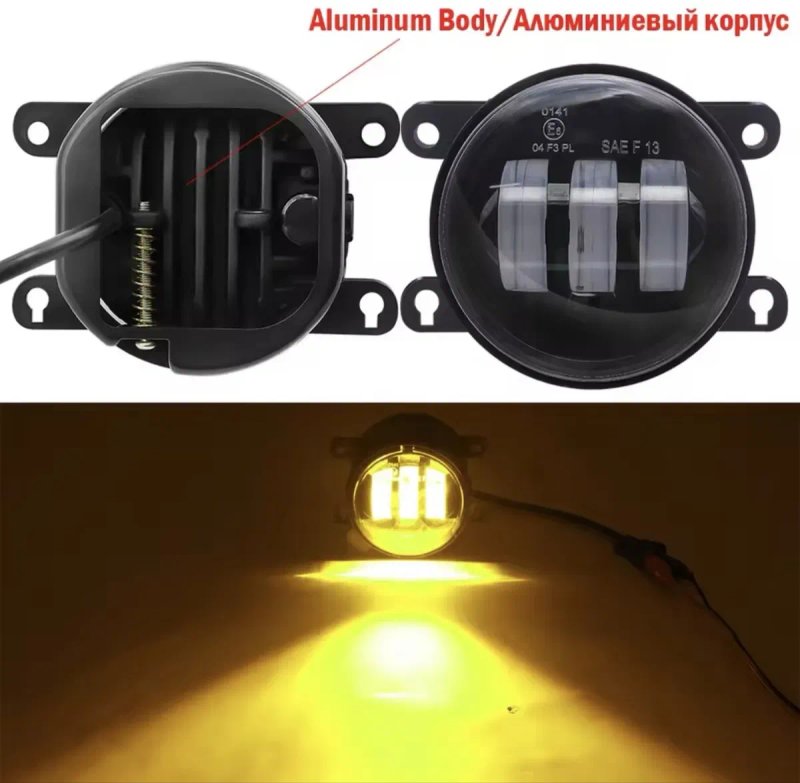 Противотуманки LED туманки Renault Nissan Subaru Ford Mitsubishi Honda штатные лед туманки белый желтый свет, с ангельскими глазками ближний свет — фото 4