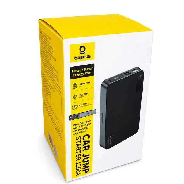 Пуско-зарядний пристрій Baseus Super Energy Pro+ 12000mAh 1200A 12V автомобільний бустер Jump Starter чорний — фото 2