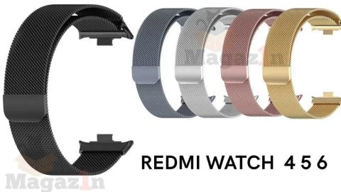 Ремінець міланська петля Redmi Watch 4/5/6 Mi Band 8/9/10 Pro магнітна
