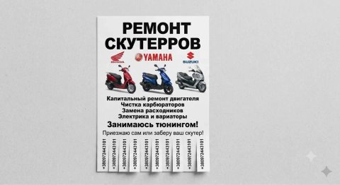 Ремонт скутеров, бу запчасти на японские скутера