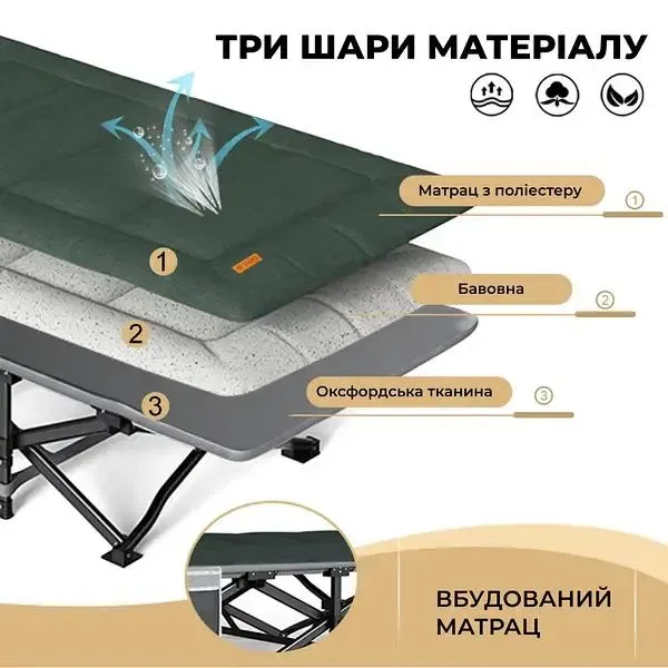 Розкладне ліжко шезлонг WCG CC-S11 + матрац і подушка — фото 2