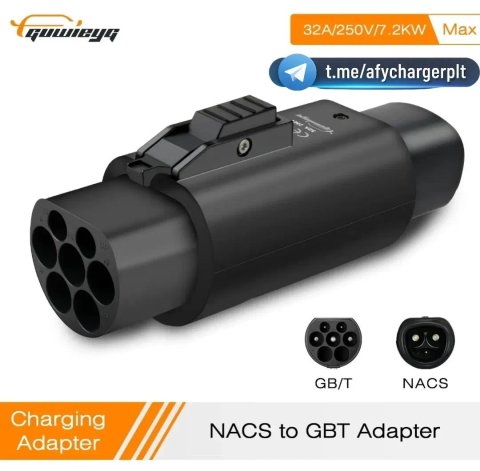 РОЗПРОДАЖ‼️Перехідник Tesla - GBT 7kW Guwieyg 32A з блокуванням EV Adapter для авто з Китаю надійний корпус Tesla зарядка