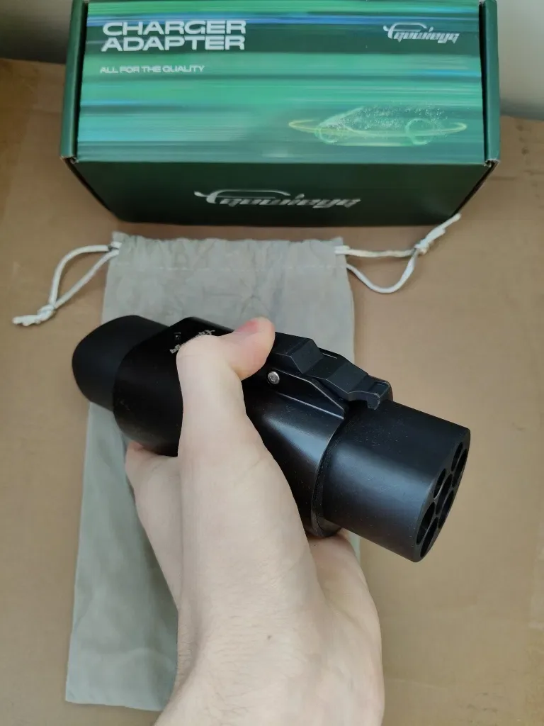 РОЗПРОДАЖ‼️Перехідник Tesla - GBT 7kW Guwieyg 32A з блокуванням EV Adapter для авто з Китаю надійний корпус Tesla зарядка — фото 3