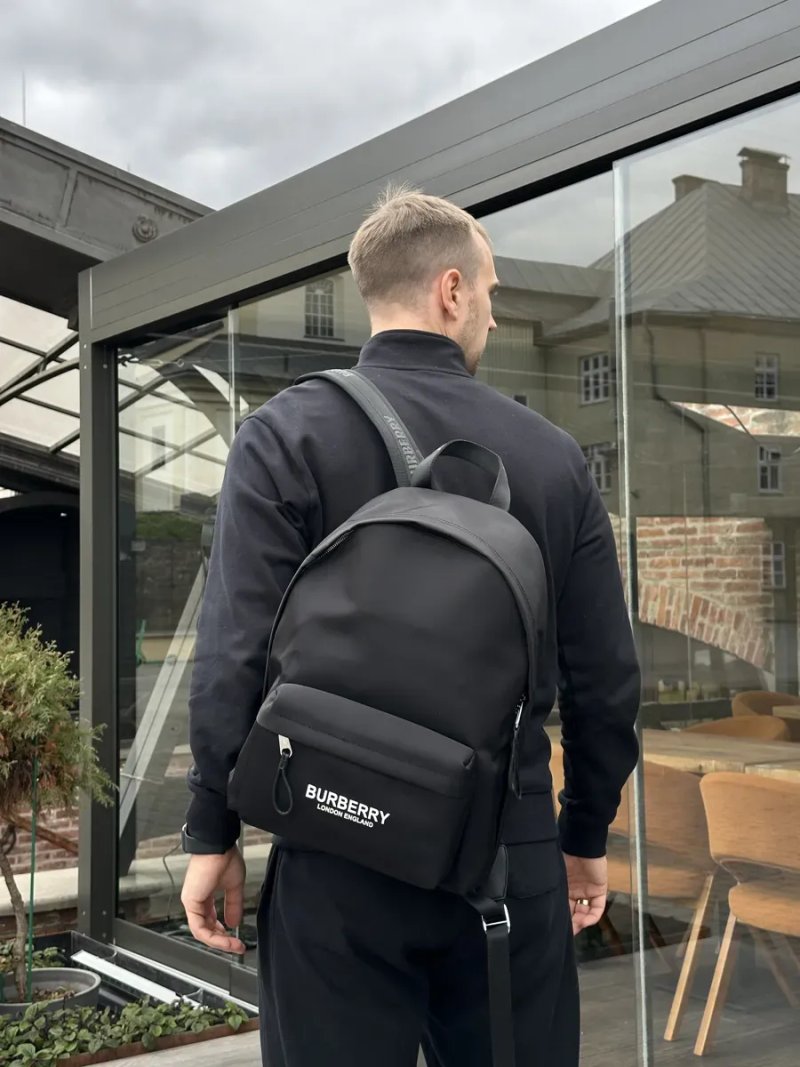 Рюкзак чоловічий Burberry Logo Print Nylon Backpack Black копія 1:1 — фото 6