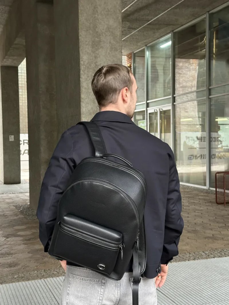 Рюкзак чоловічий Coach Charter Backpack in Pebble Leather Black копія 1:1 — фото 6