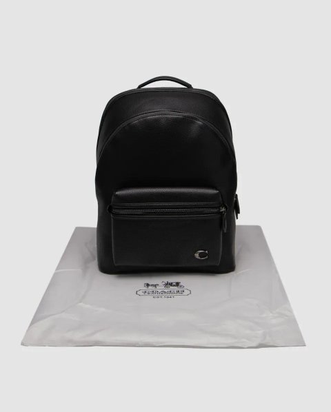 Рюкзак чоловічий Coach Charter Backpack in Pebble Leather Black копія 1:1