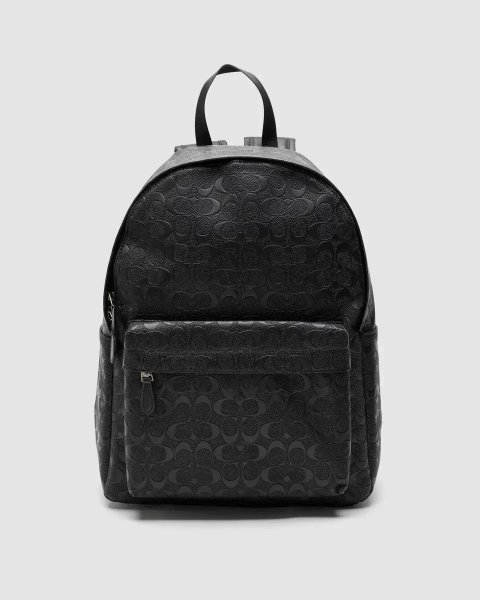 Рюкзак чоловічий Coach Charter Backpack in Signature Leather Black копія 1:1