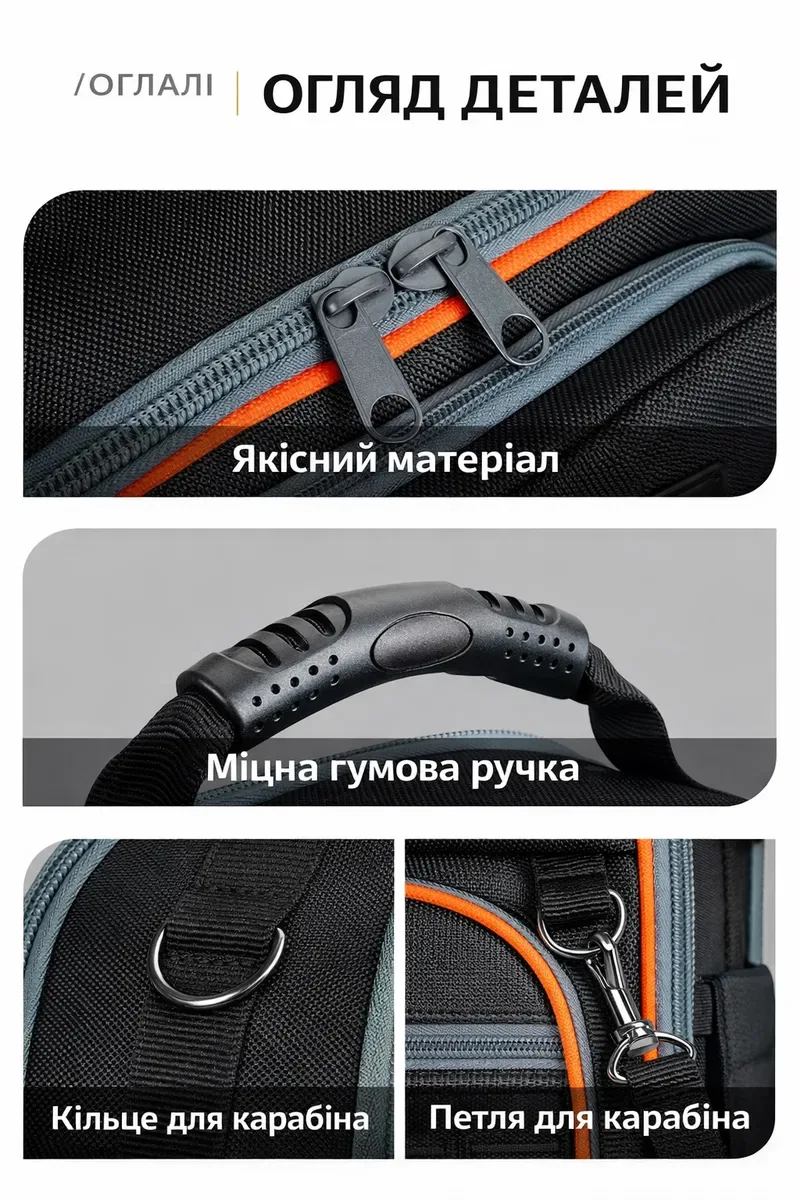 Рюкзак для інструментів TUFFWORX 33 кишені жорстке дно професійна сумк — фото 7