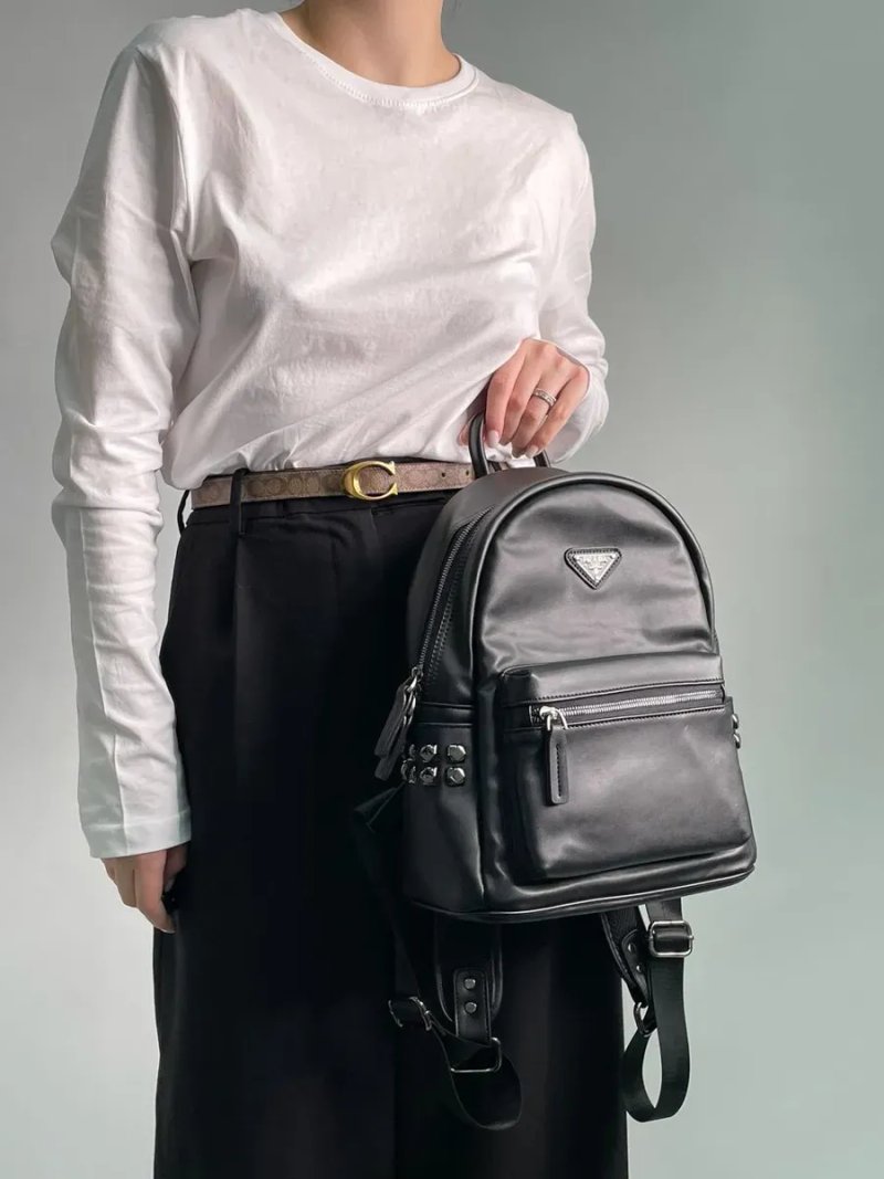 Рюкзак жіночій Prada Saffiano Leather Backpack Black копія 1:1 — фото 5