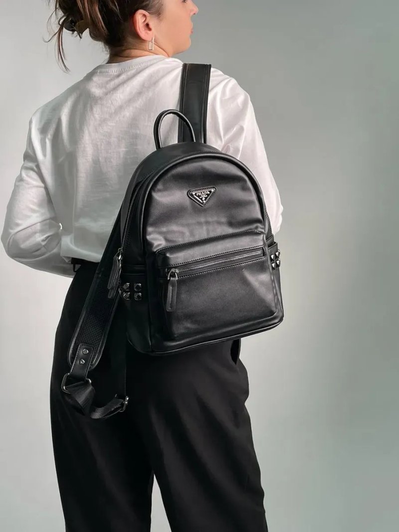 Рюкзак жіночій Prada Saffiano Leather Backpack Black копія 1:1 — фото 7