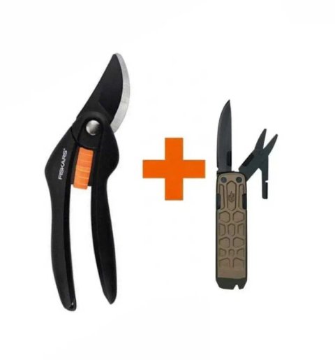 Секатор Fiskars SoftGrip M+Мультитул Lockdown Slim,16L,BOX