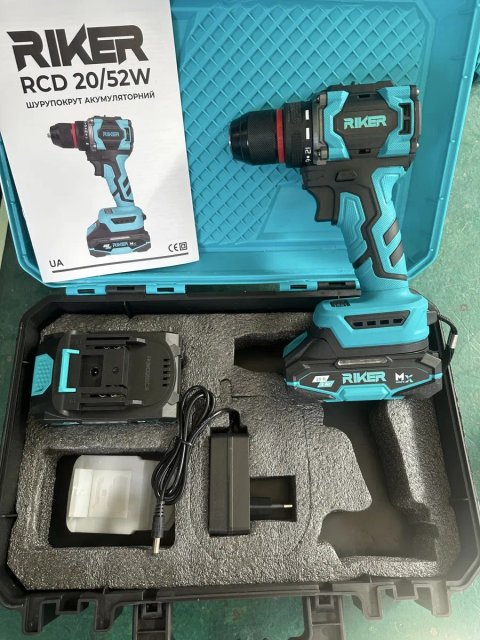 Шуруповерт Акумуляторний, Riker RCD20/52нм PRO,  2 акумулятора 20в, 52нм потужності !!!