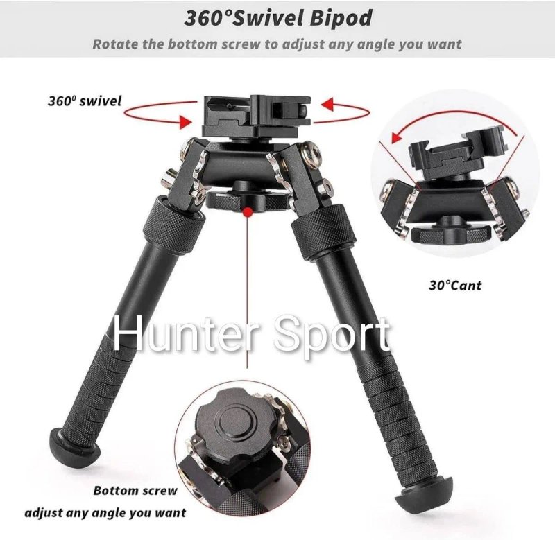 Сошки Атлас Accu-shot с качалкой 17-25 см на Weaver/Picatinny для огнестрельного оружия. Аналог — фото 3