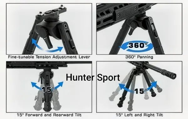 Сошки Leapers UTG Recon 360 TL 14-18 см, на базу M-lock для оружия АК, AR15, AR10 и др. Оригинал — фото 2