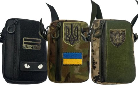 Сумка 23*16*6 через плече з липучкою піксель мультикам чорна