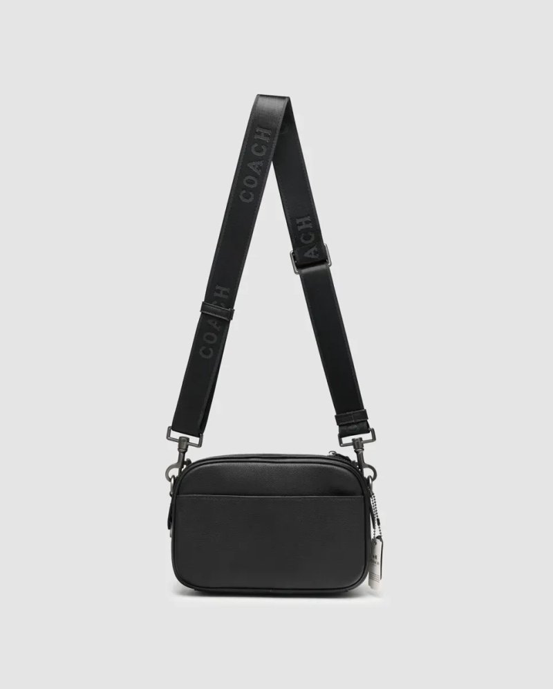 Сумка чоловіча Coach Academy Crossbody in Pebble Leather Total Black копія 1:1 — фото 3