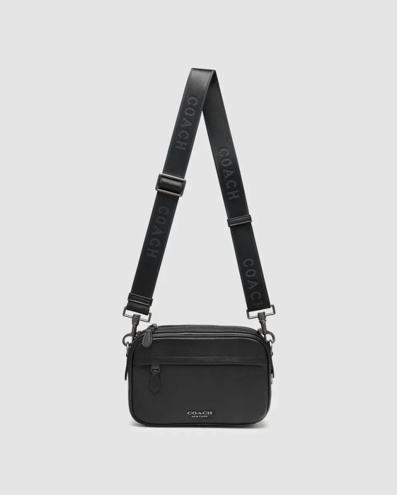 Сумка чоловіча Coach Academy Crossbody in Pebble Leather Total Black копія 1:1 — фото 2