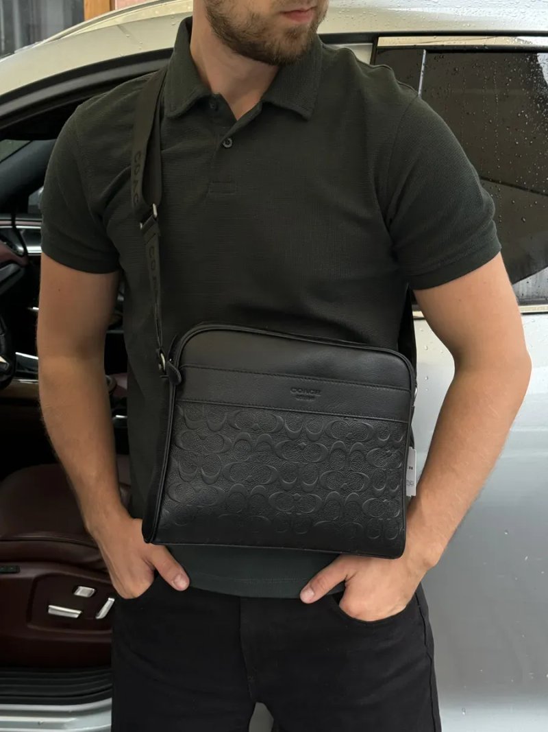 Сумка чоловіча Coach Charles Camera Crossbody Messenger Bag Textured Black копія 1:1 — фото 5