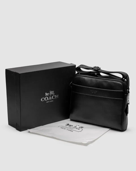 Сумка чоловіча Coach Charles Camera Crossbody Messenger Bag Smooth Skin Black копія 1:1