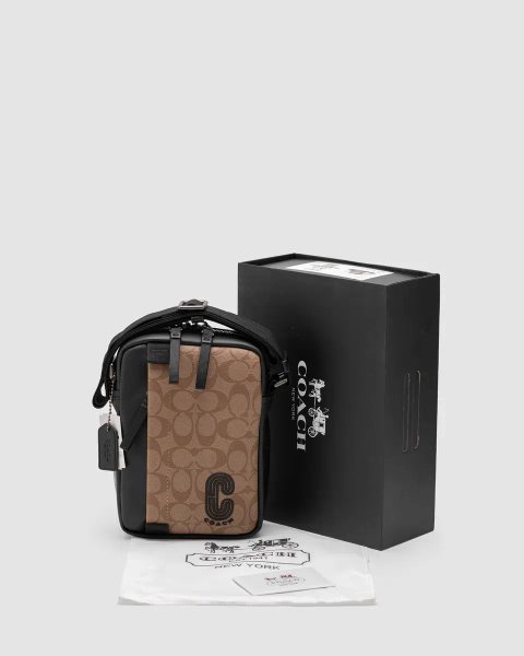 Сумка чоловіча Coach Crossbody in Signature Canvas Sand копія 1:1