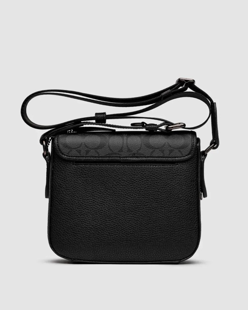 Сумка чоловіча Coach Sullivan Flap Crossbody In Signature Canvas Grey/Black копія 1:1 — фото 2