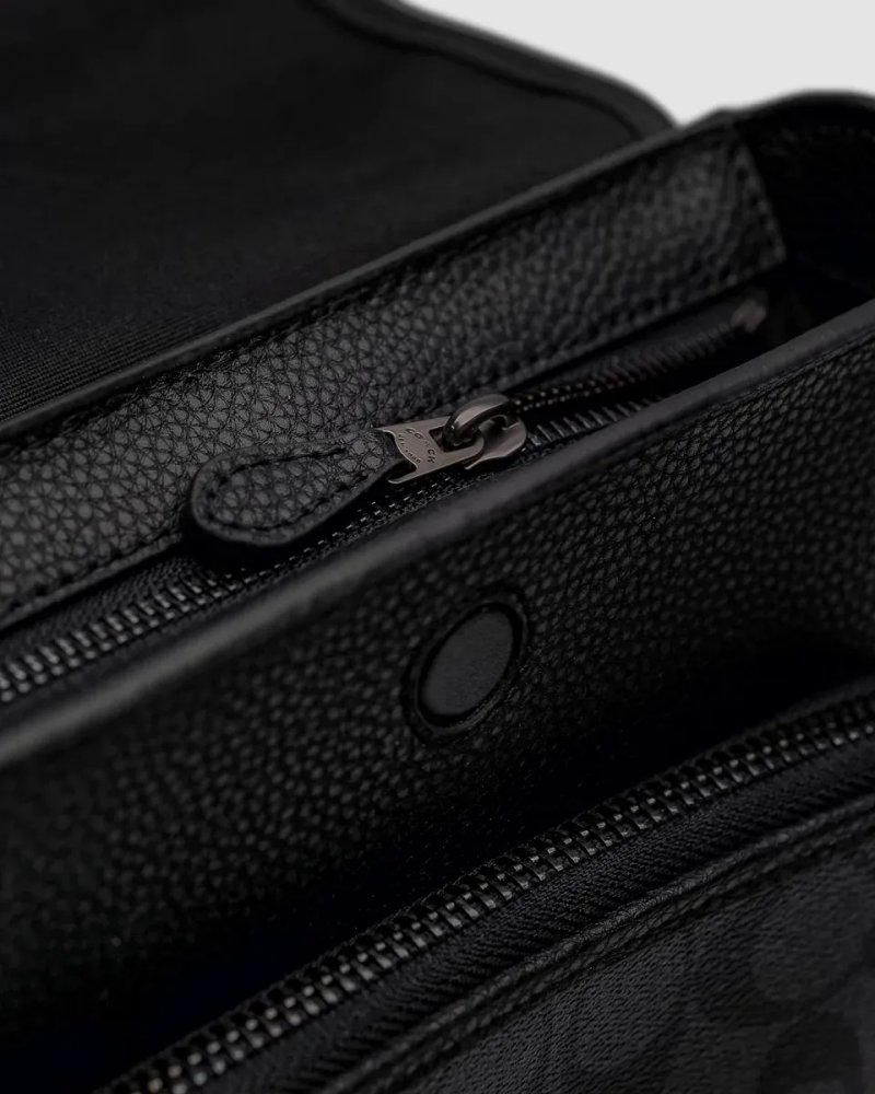 Сумка чоловіча Coach Sullivan Flap Crossbody In Signature Canvas Grey/Black копія 1:1 — фото 4
