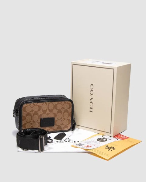 Сумка чоловіча Coach Wyatt Crossbody Bag In Signature Canvas Brown копія 1:1