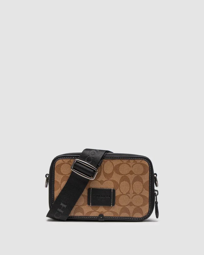 Сумка чоловіча Coach Wyatt Crossbody Bag In Signature Canvas Sand копія 1:1 — фото 2