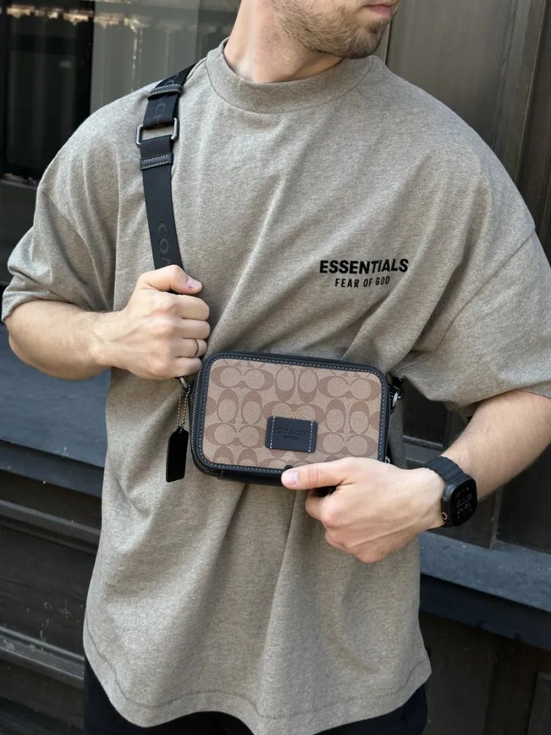 Сумка чоловіча Coach Wyatt Crossbody Bag In Signature Canvas Sand копія 1:1 — фото 6