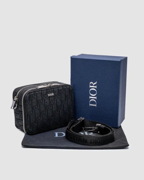 Сумка чоловіча Dior Oblique Zipped Pouch with Strap копія 1:1