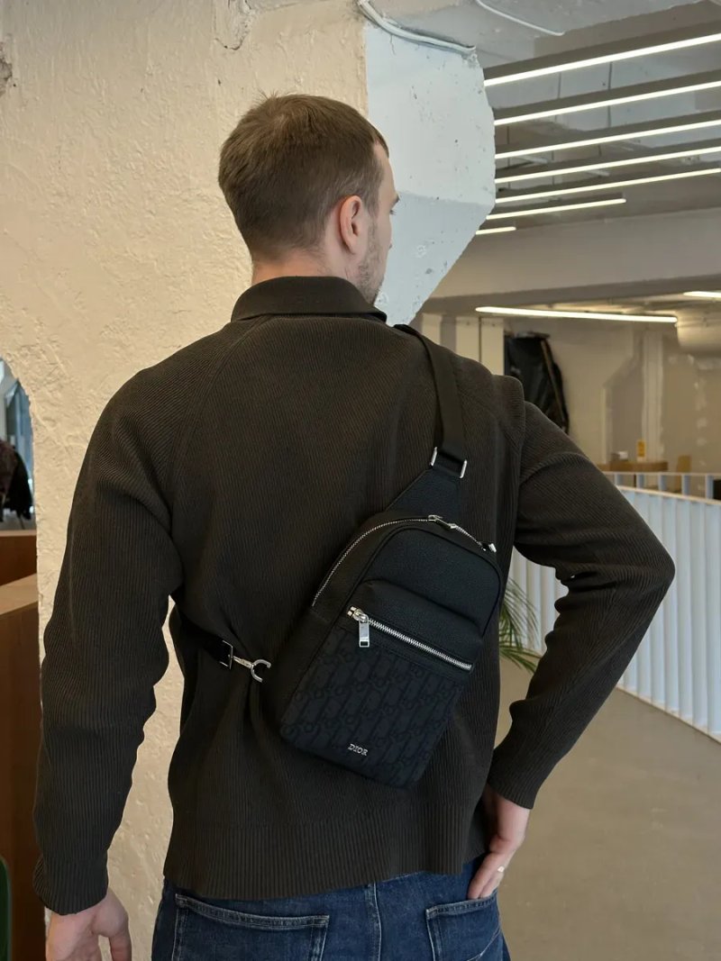Сумка чоловіча Dior Rider 2.0 Sling Bag Oblique Jacquard Black копія 1:1 — фото 6
