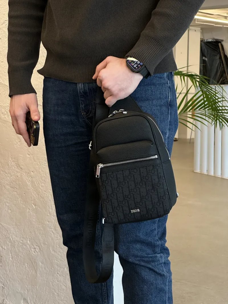 Сумка чоловіча Dior Rider 2.0 Sling Bag Oblique Jacquard Black копія 1:1 — фото 5