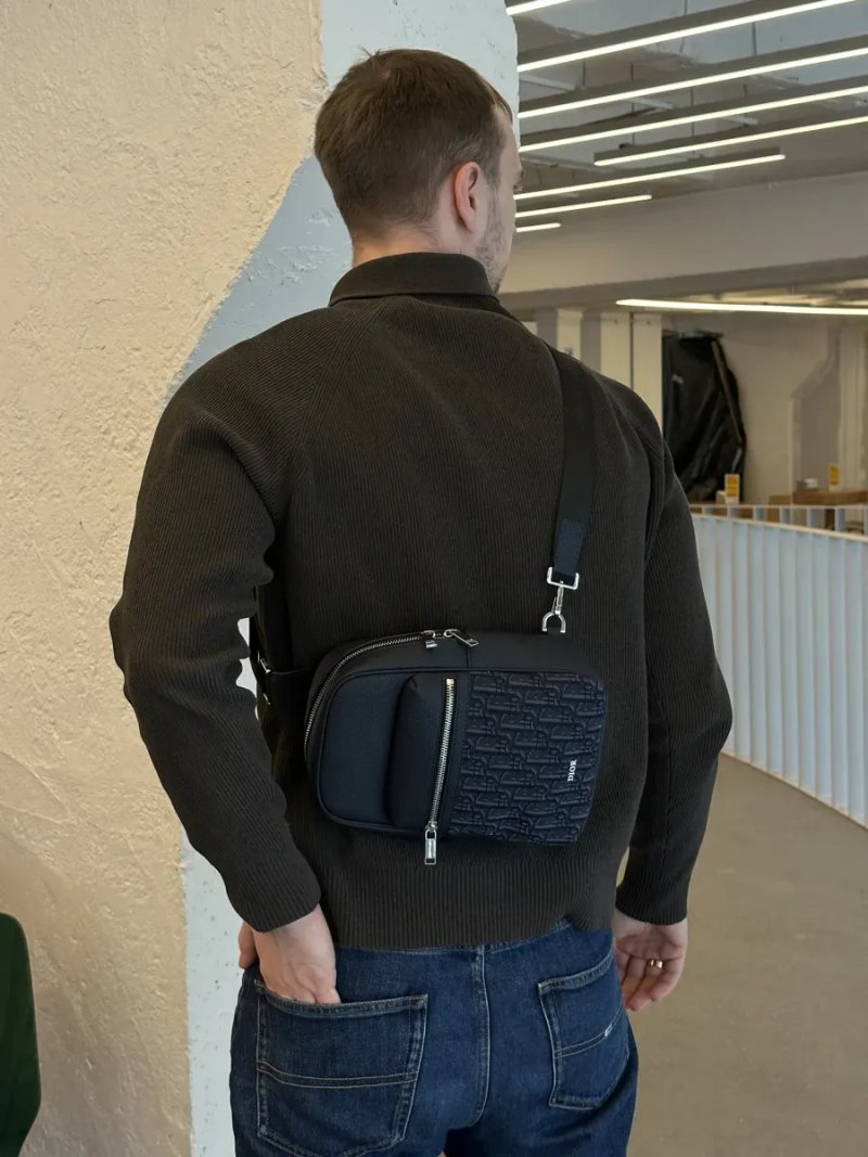 Сумка чоловіча Dior Rider 2.0 Sling Bag Oblique Jacquard Blue копія 1:1 — фото 6