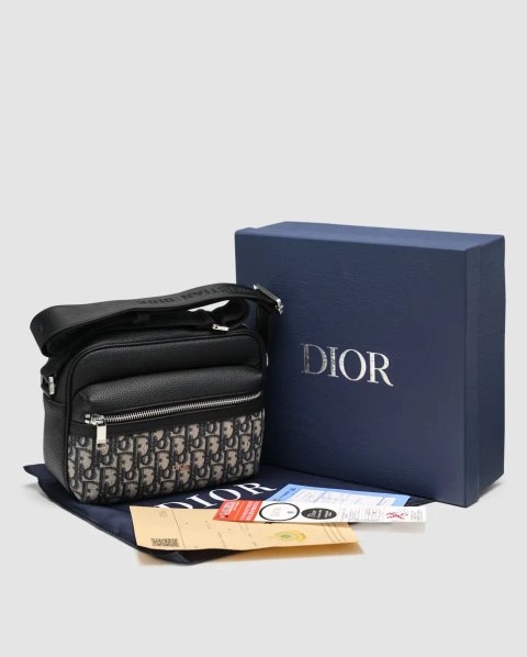 Сумка чоловіча Dior Rider 2.0 Zipped Messenger Bag Beige and Black копія 1:1