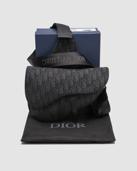 Сумка чоловіча Dior Saddle Bag Black Dior Oblique Jacquard копія 1:1